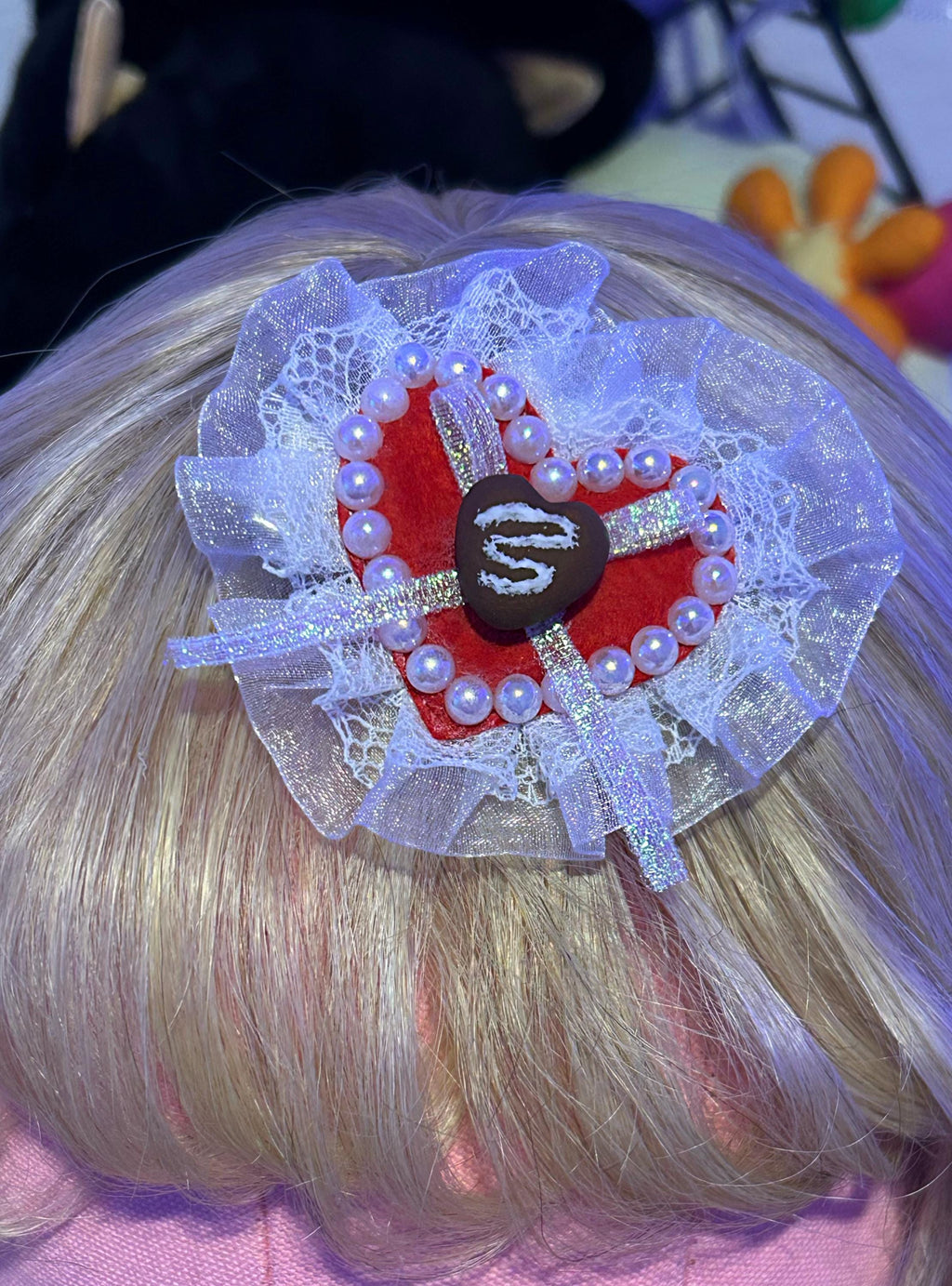 Chocolate heart hair clip